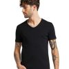 Herren Mustang Shirts | Mustang Herren T-Shirt Aaron Mit V-Ausschnitt In Schwarz