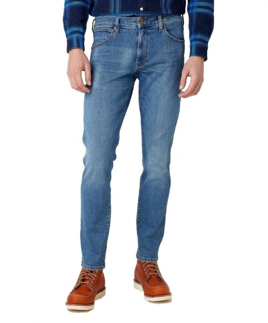 Herren Wrangler Tapered | Wrangler Jeans Tapered Fit Larston In Blue Fever