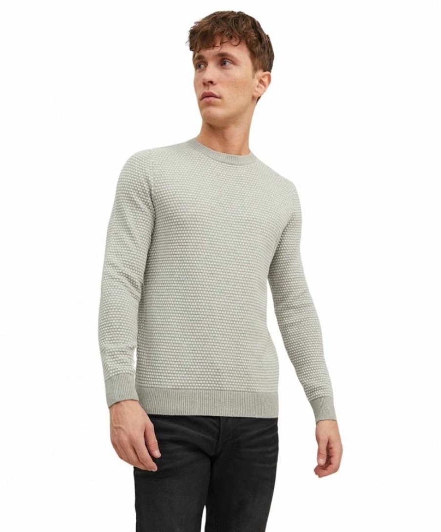 Herren Jack & Jones Pullover | Jack & Jones Pullover Atlas Mit Rundhals In Hellgrau