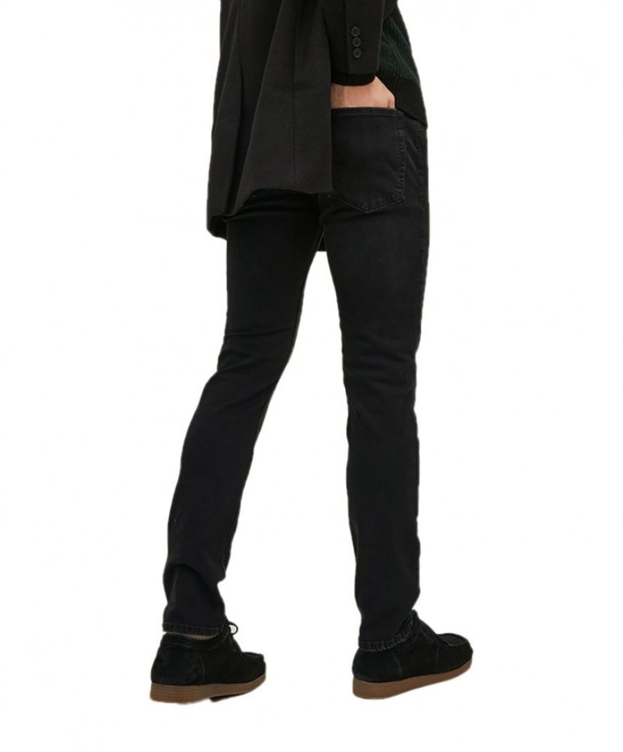 Herren Jack & Jones Slim Fit | Jack & Jones Tim Jeans Aus Schwarzem Performance Denim