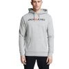 Herren Jack & Jones Pullover | Jack & Jones Logo Sweatshirt Mit Kapuze In Light Grey