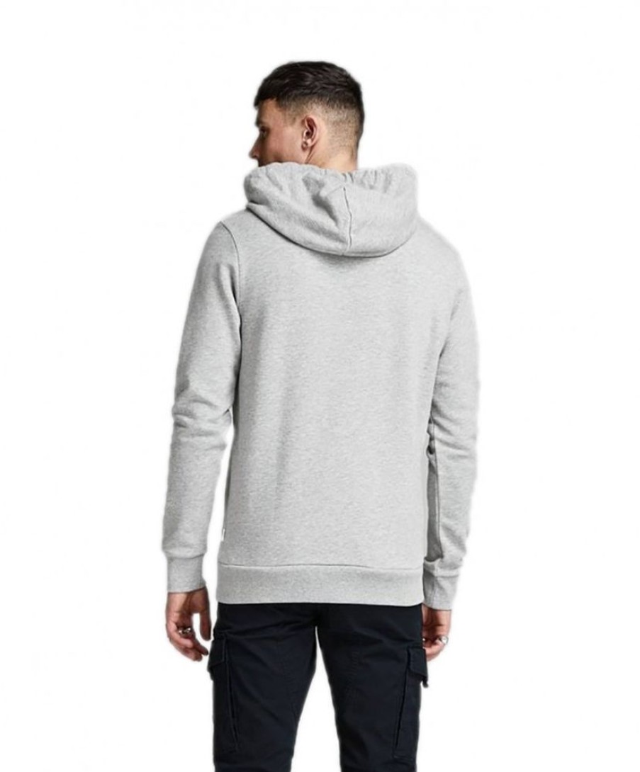 Herren Jack & Jones Pullover | Jack & Jones Logo Sweatshirt Mit Kapuze In Light Grey