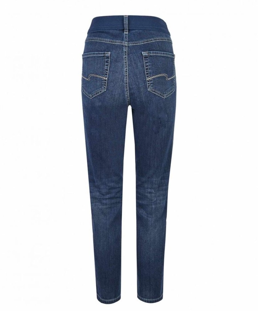 Damen Angels Slim Fit | Angels Ornella Jeans Mit 7/8- Lange In Blauer Used Optik