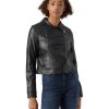 Damen Vero Moda Jacken | Vero Moda Bikerjacke Bella Aus Lederimitat In Schwarz