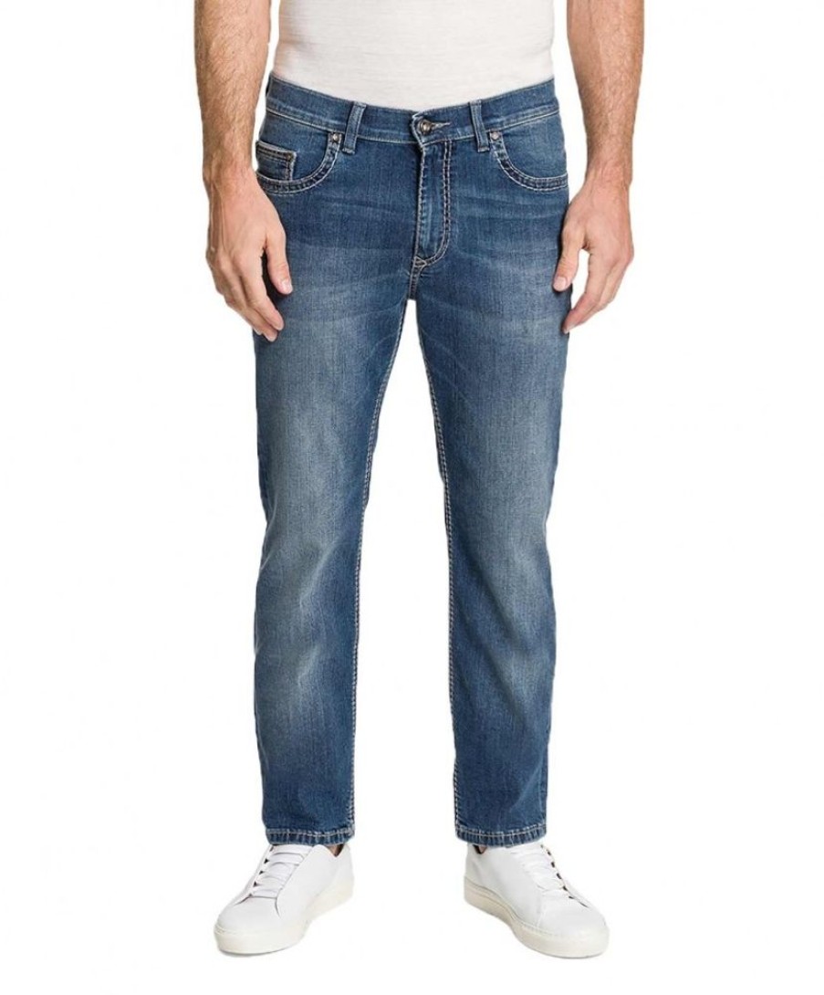 Herren Pioneer Regular Fit | Pioneer Herren-Jeans Rando Megaflex In Blue Used Buffies