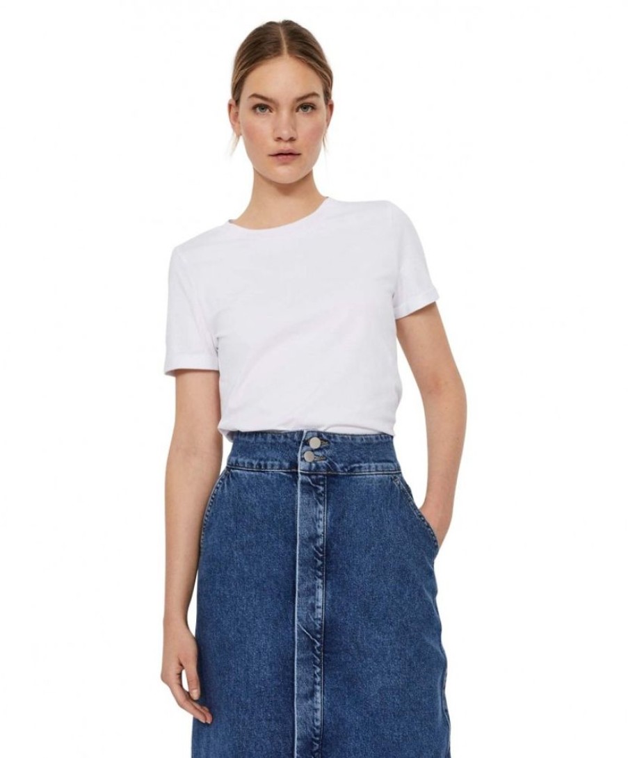 Damen Vero Moda Shirts | Vero Moda Basic T-Shirt Paula In Weisen Bright White