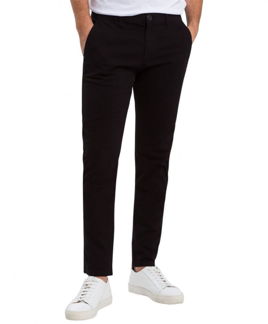 Herren Cross Chinohosen | Cross Chino-Hose Im Tapered Fit In Schwarzem Black