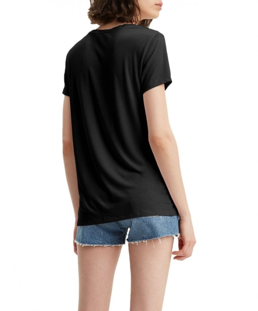 Damen Levis Shirts | Levi'S Damen T-Shirt Perfect V-Neck Tee In Schwarz