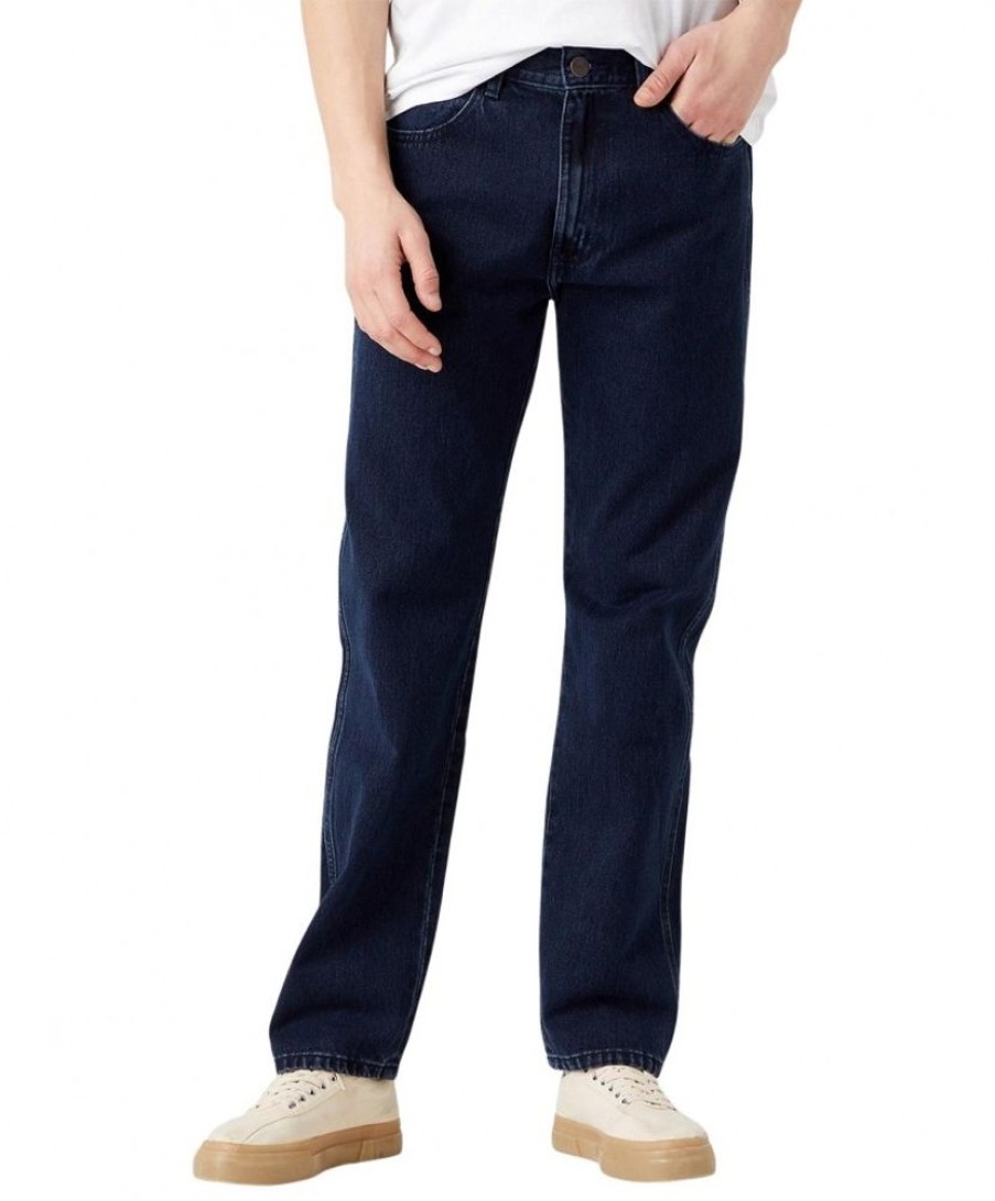 Herren Wrangler Straight Leg | Wrangler Frontier Jeans Straight Fit In Blue Black