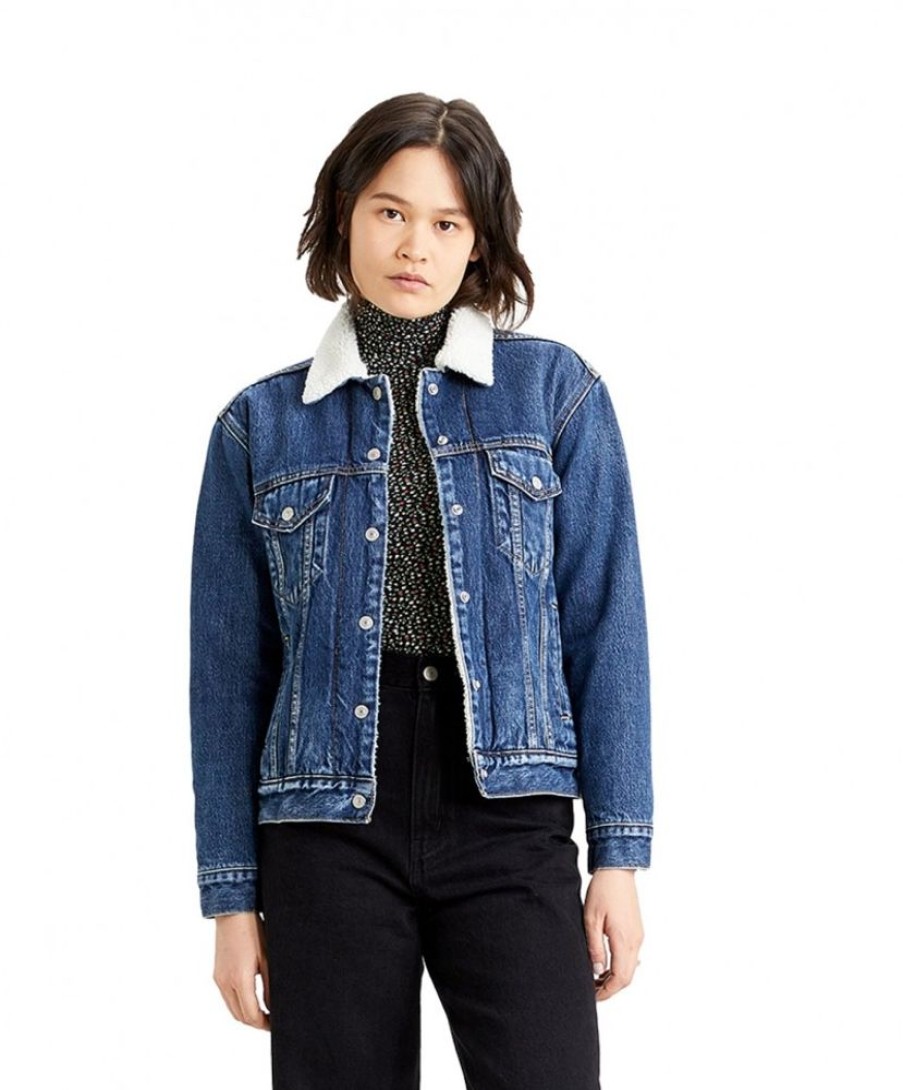 Damen Levis Jacken | Levis Jeansjacke Ex-Boyfriend Mit Flauschigem Sherpa