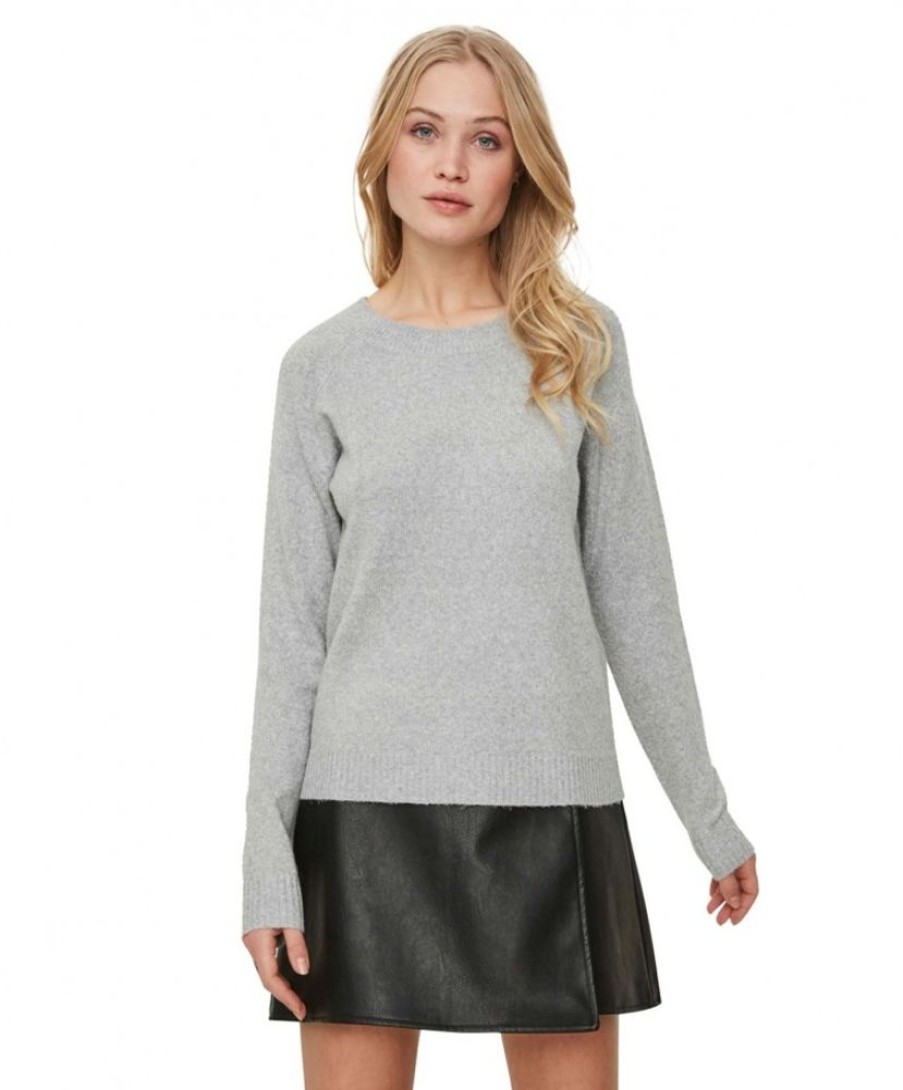 Damen Vero Moda Pullover | Vero Moda Doffy - Weicher Strickpullover In Grau