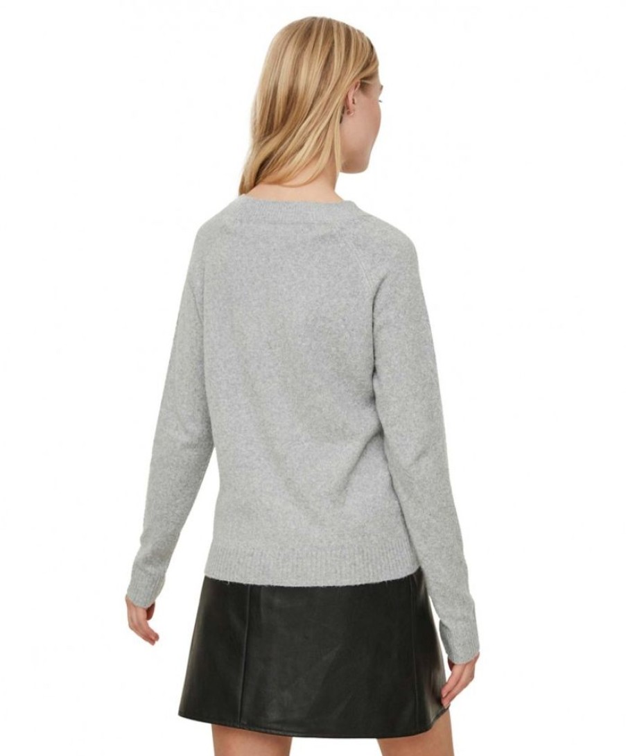 Damen Vero Moda Pullover | Vero Moda Doffy - Weicher Strickpullover In Grau