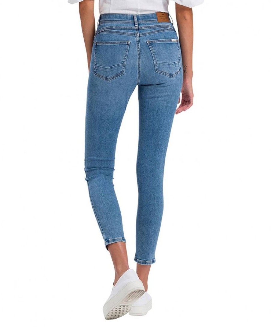 Damen Cross Skinny | Cross Jeans Mit Hohem Bund Judy In Mittelblau Mit Ankle Lange