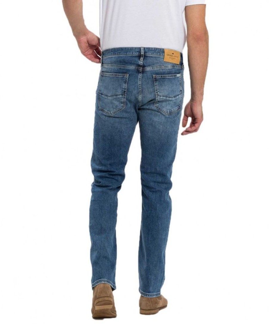 Herren Cross Slim Fit | Cross Herren Jeans Slim Fit Damien In Blue Used Optik