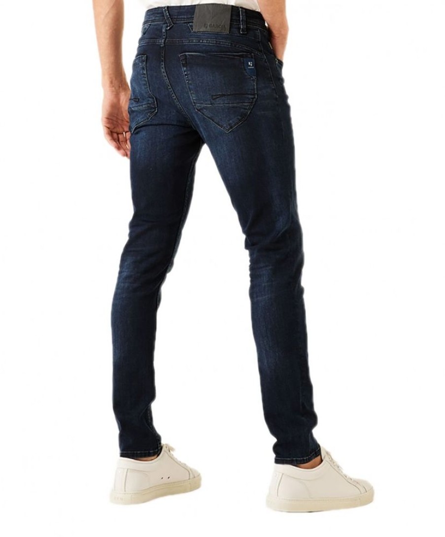 Herren Garcia Tapered | Garcia Herren Jeans Tapered Rocko In Blauem Dark Used