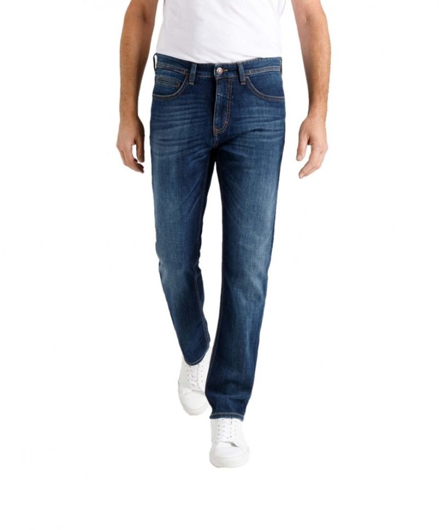 Herren MAC Regular Fit | Mac Arne - Dunkelblaue Vintage Jeans Aus Left Hand Denim