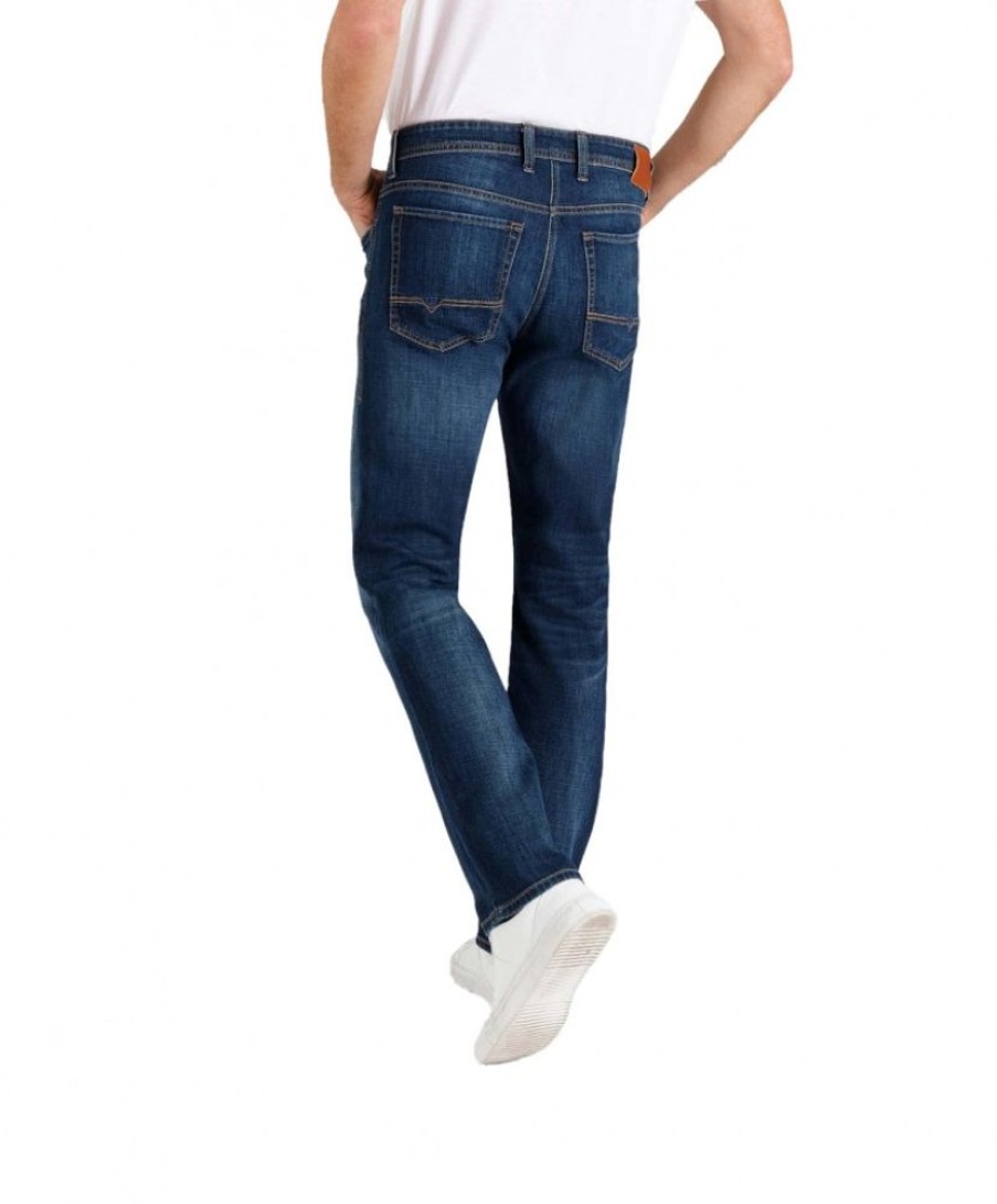 Herren MAC Regular Fit | Mac Arne - Dunkelblaue Vintage Jeans Aus Left Hand Denim