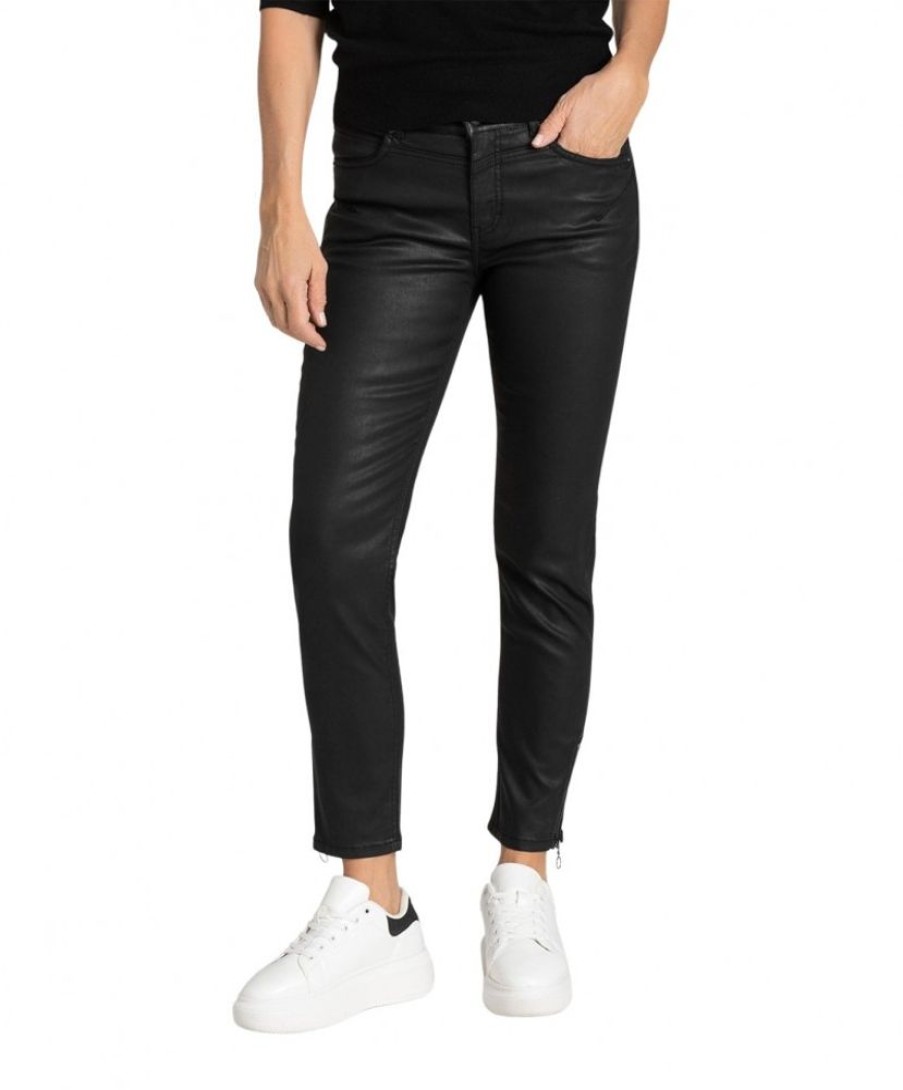 Damen MAC Slim Fit | Mac Rich Slim Chic Coating Aus Cotton-Tencel-Stretch In Schwarz