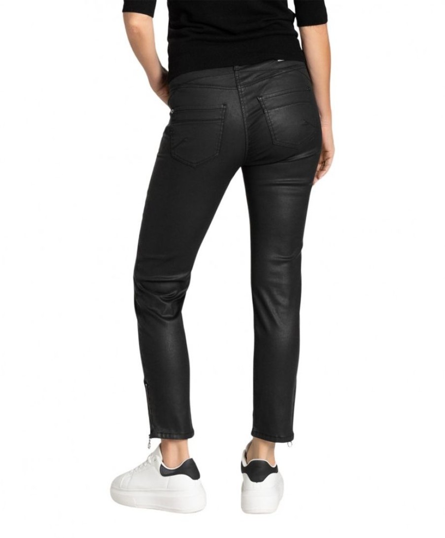 Damen MAC Slim Fit | Mac Rich Slim Chic Coating Aus Cotton-Tencel-Stretch In Schwarz