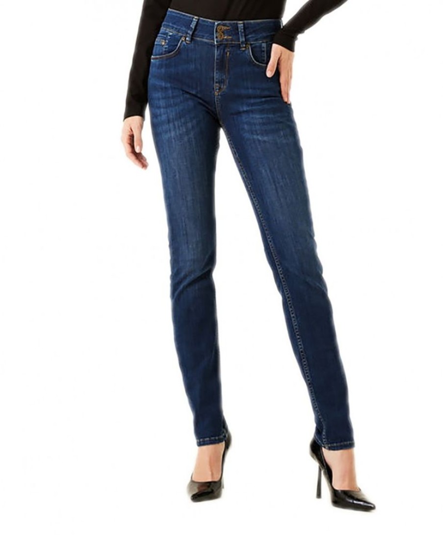 Damen Garcia Slim Fit | Garcia Jeans Slim Fit Curved Caro 285 In Blauem Dark Used