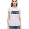 Damen Mustang Shirts | Mustang T-Shirt Mit Frontprint Alina C In Hellem Grau