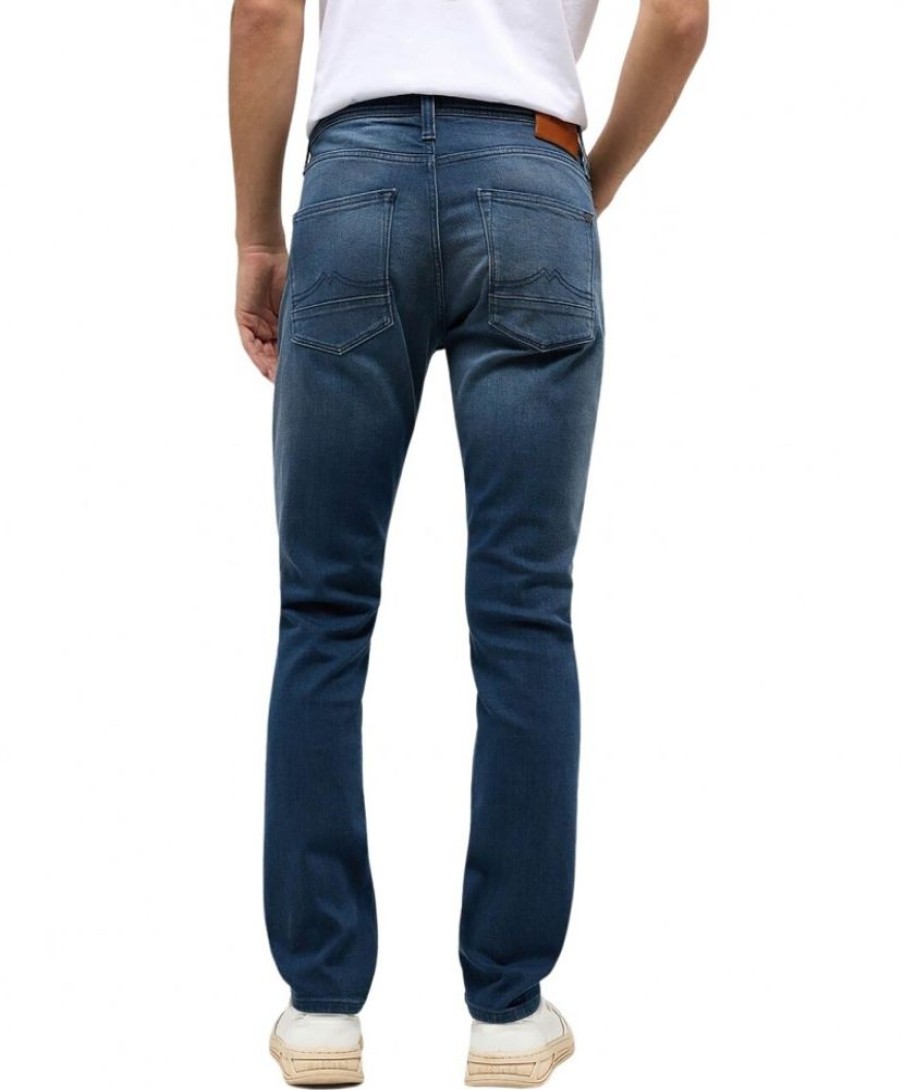 Herren Mustang Stretch Jeans | Mustang Vegas Jeans Slim Fit In Mittelblauer Waschung