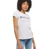 Damen Mustang Shirts | Mustang T-Shirt Mit Label-Print Alina C In Hellgrau