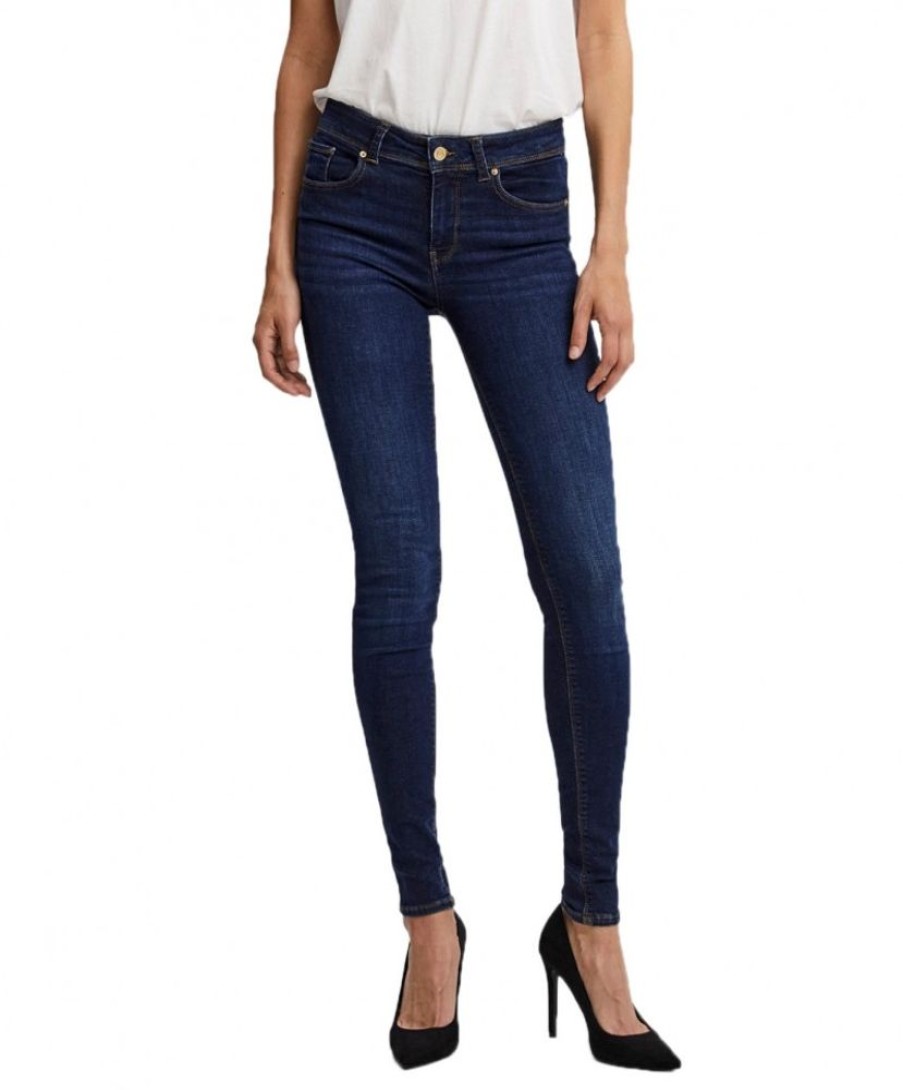 Damen Vero Moda Slim Fit | Vero Moda Lux Jeans Slim Fit In Dark Blue Farbung