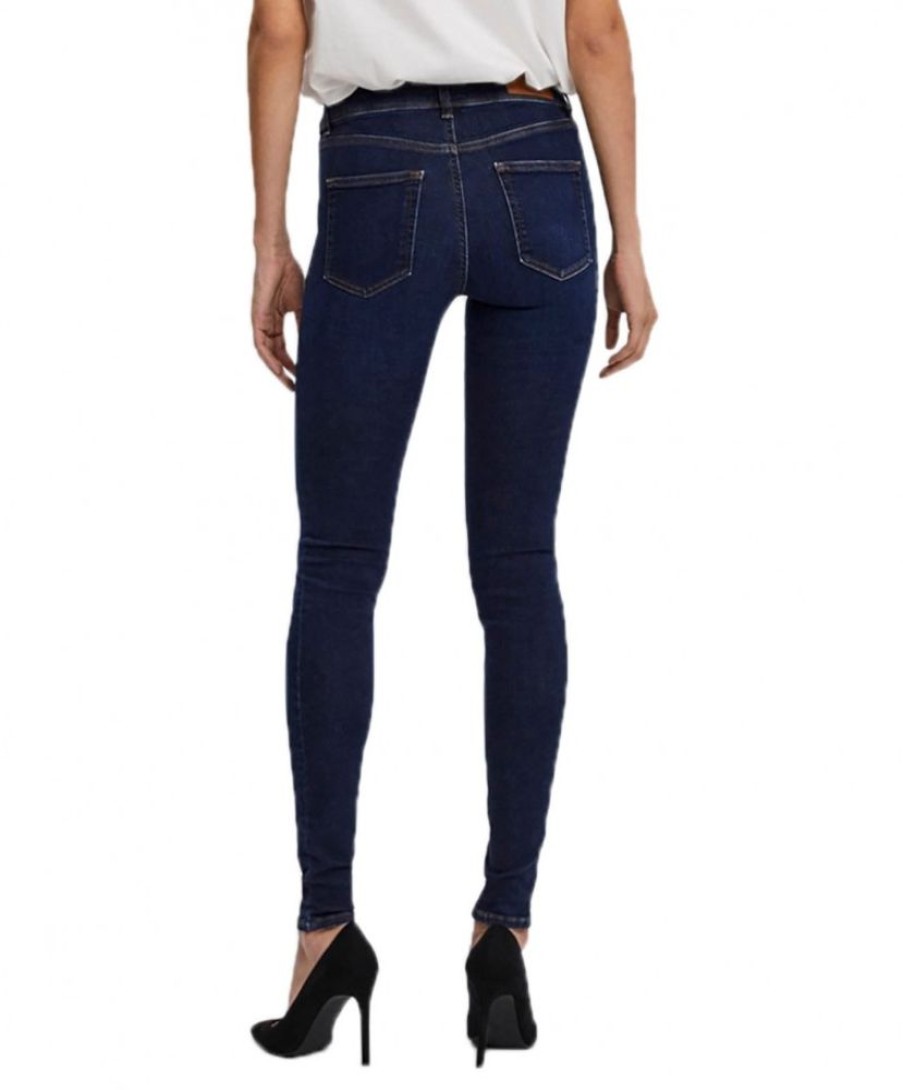 Damen Vero Moda Slim Fit | Vero Moda Lux Jeans Slim Fit In Dark Blue Farbung