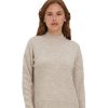 Damen Vero Moda Pullover | Vero Moda Strickpullover Lefile In Beige Mit Stehkragen