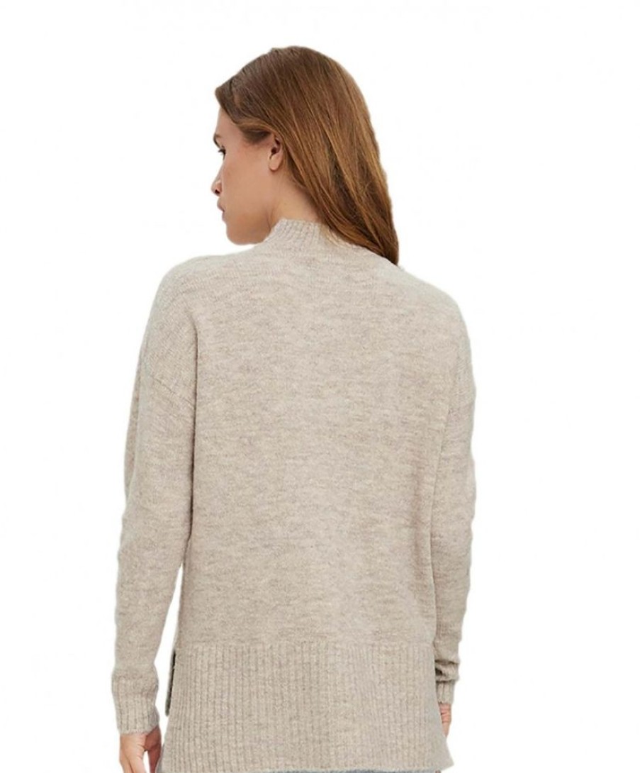 Damen Vero Moda Pullover | Vero Moda Strickpullover Lefile In Beige Mit Stehkragen