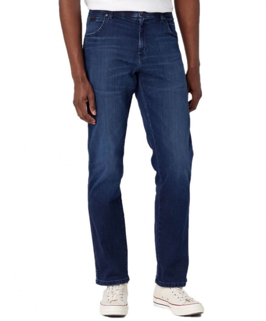 Herren Wrangler Stretch Jeans | Wrangler Texas Stretch Jeans In Dunkelblauem High-Stretch