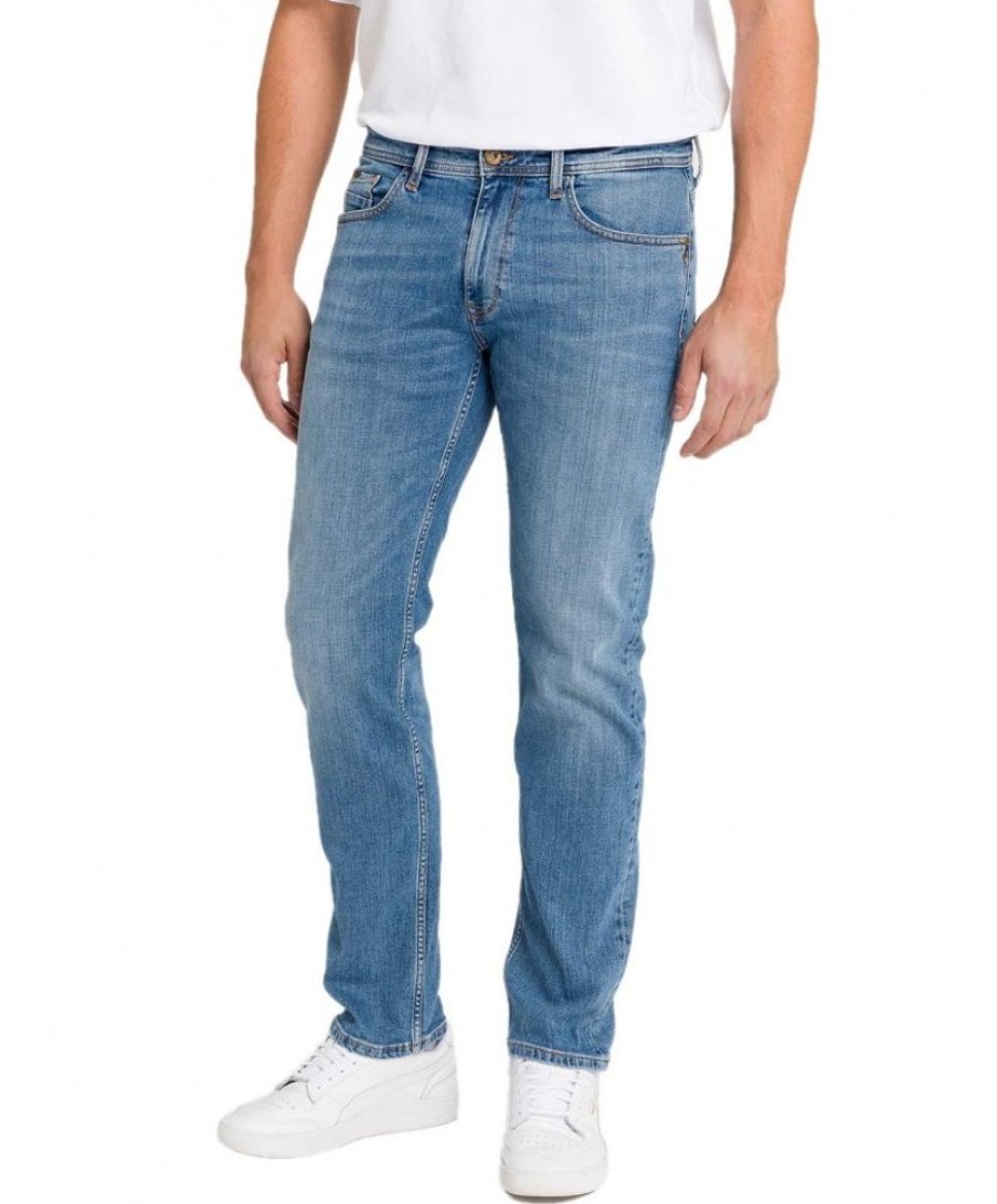 Herren Cross Tapered | Cross Jeans Relaxed Fit Antonio In Mittelblauer Waschung