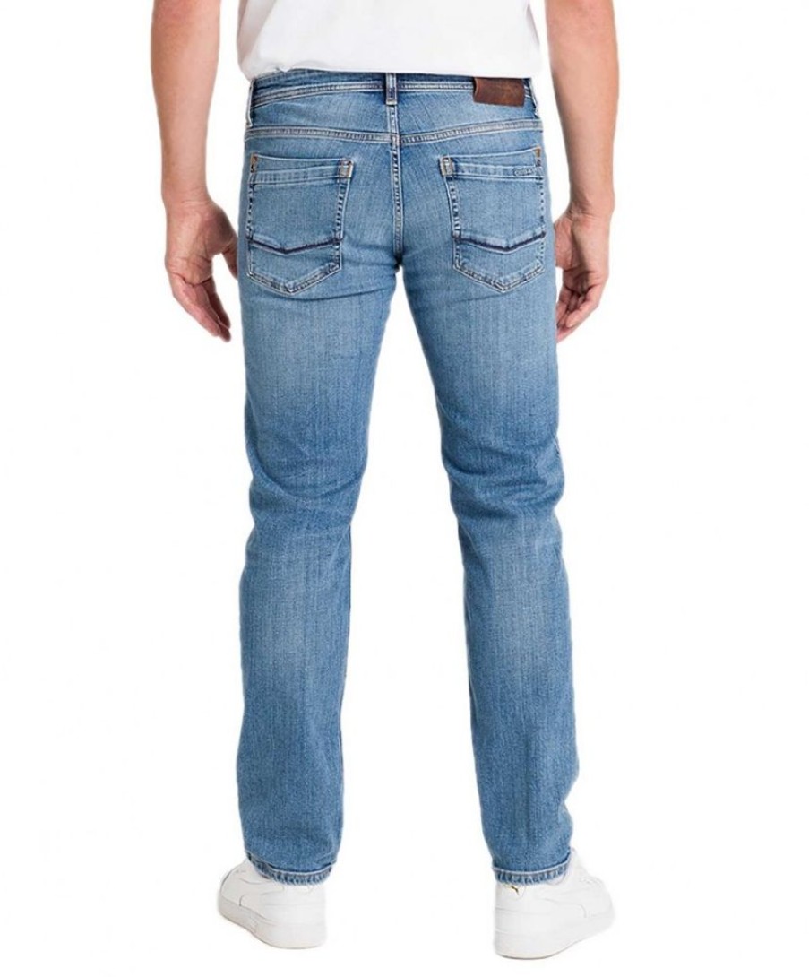 Herren Cross Tapered | Cross Jeans Relaxed Fit Antonio In Mittelblauer Waschung