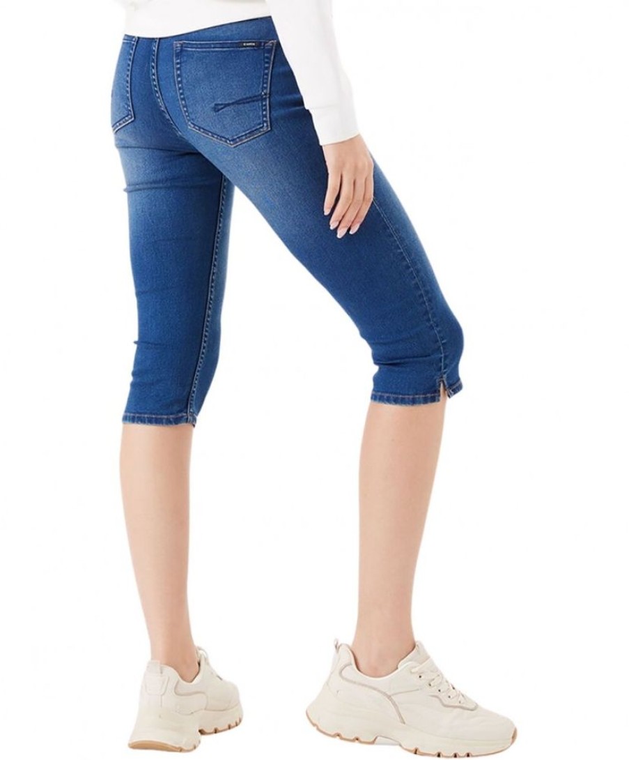 Damen Garcia Shorts | Garcia Celia 277 Capri Jeans In Mittelblauer Dark Used