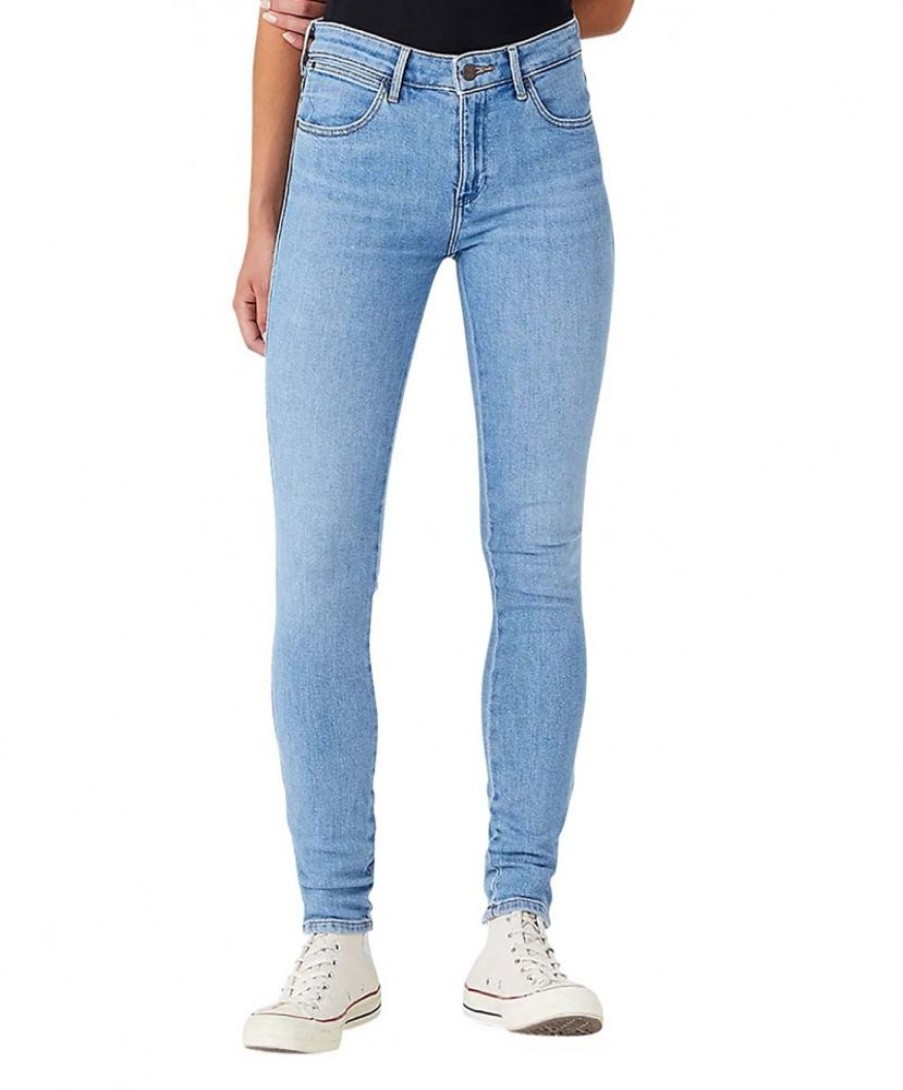 Damen Wrangler Skinny | Wrangler Damen Jeans Skinny In Hellblau Mit Mittlerer Leibhohe