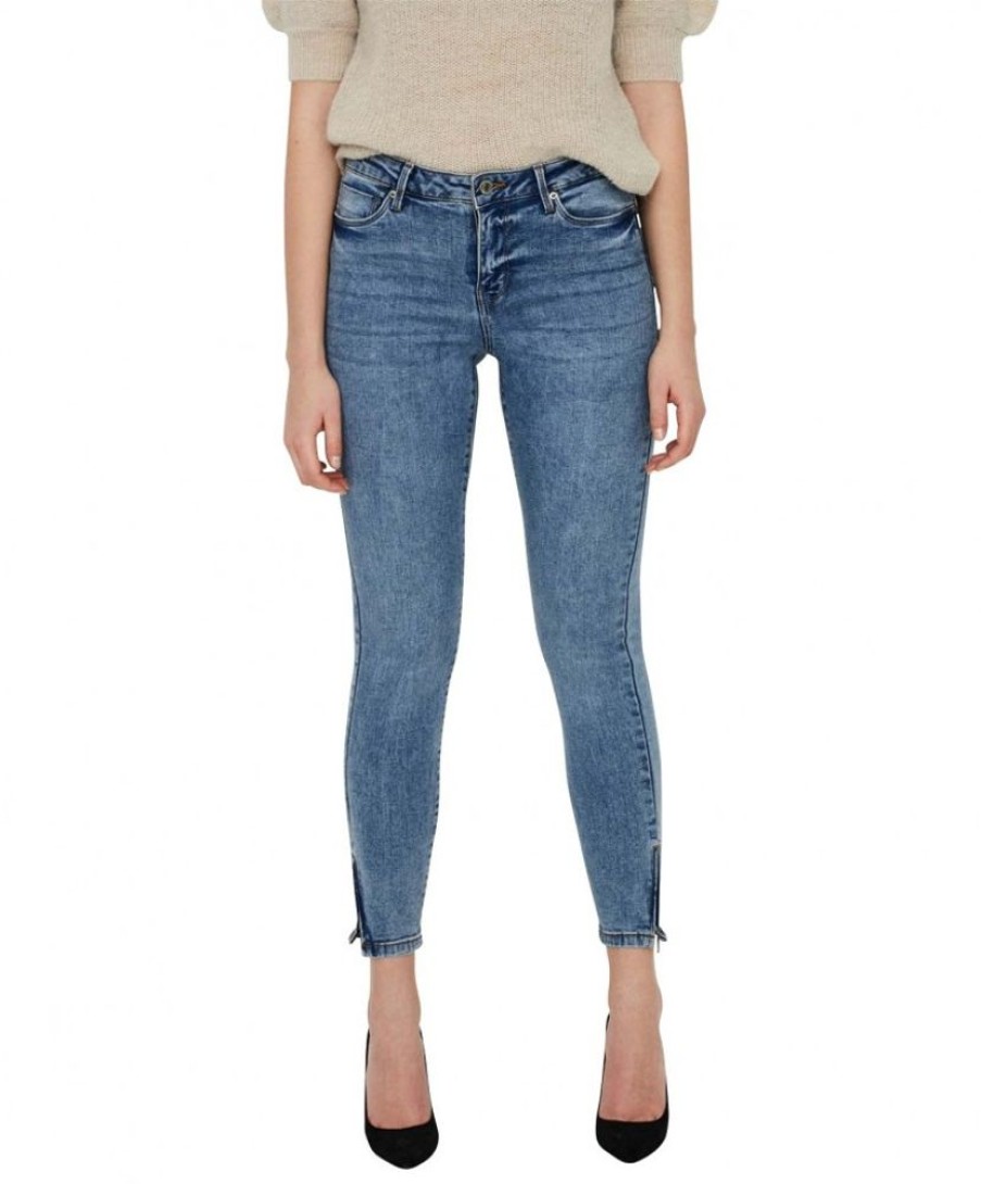 Damen Vero Moda Skinny | Vero Moda Jeans Slim Fit Tilde In Hellblau Mit Ankle Zip