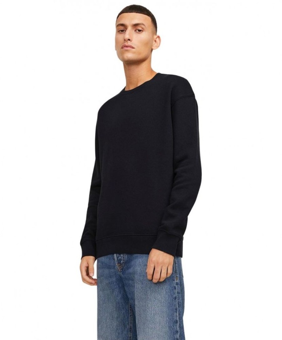 Herren Jack & Jones Pullover | Jack & Jones Pullover Aus Sweat-Material In Schwarz