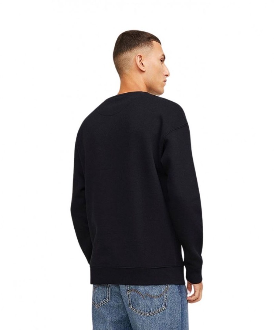 Herren Jack & Jones Pullover | Jack & Jones Pullover Aus Sweat-Material In Schwarz