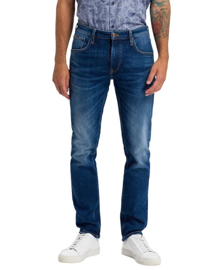 Herren Cross Slim Fit | Cross Jeans Slim Fit Damien In Indigo Used-Optik