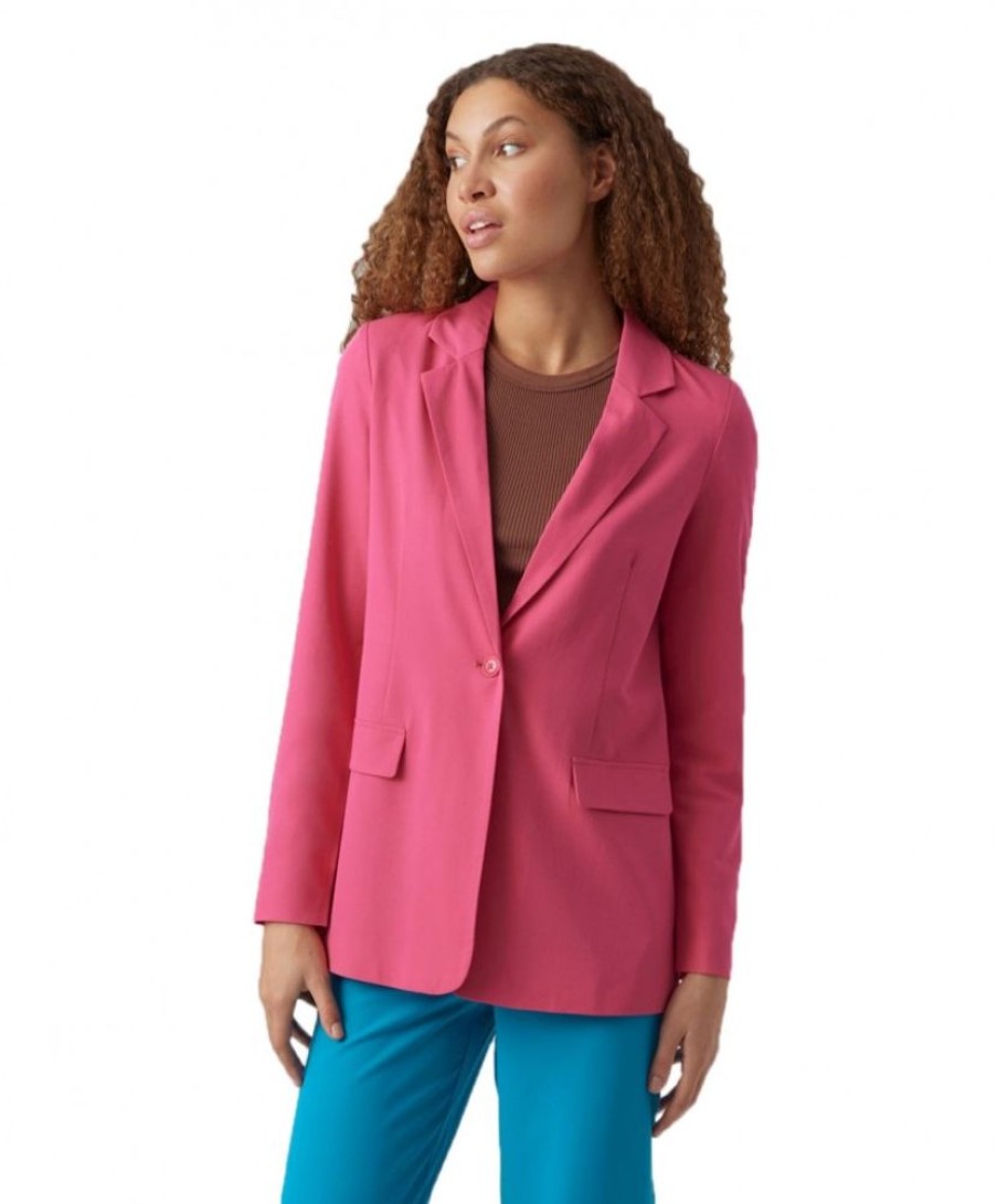 Damen Vero Moda Jacken | Vero Moda Blazer Zelda Mit Ziertaschen In Pink Yarrow