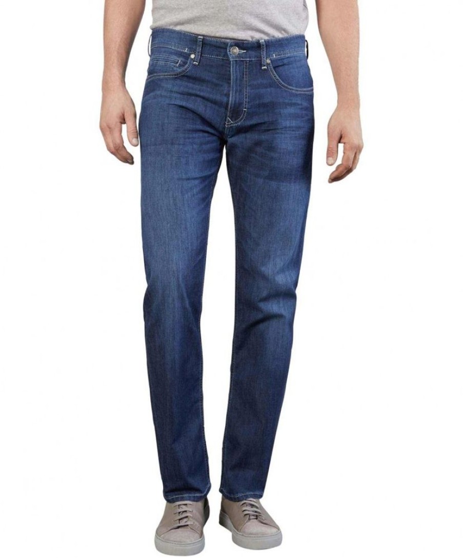 Herren MAC Straight Leg | Mac Herren Jeans Arne Light Stretch In Blauem Deep Blue