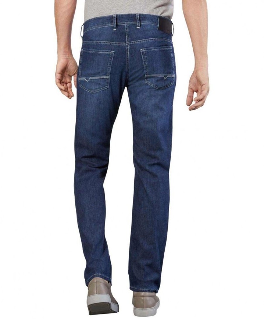 Herren MAC Straight Leg | Mac Herren Jeans Arne Light Stretch In Blauem Deep Blue