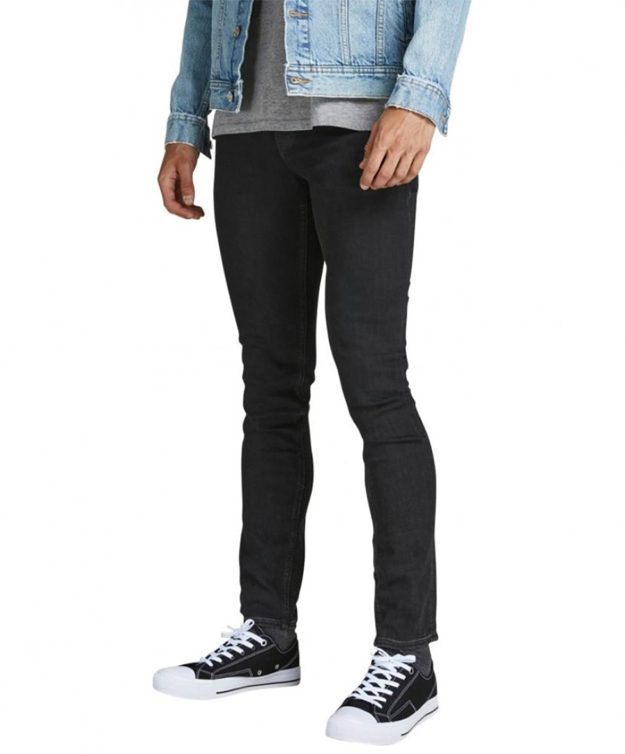 Herren Jack & Jones Skinny Fit | Jack & Jones Jeans Skinny Fit Liam In Schwarzem Black Denim