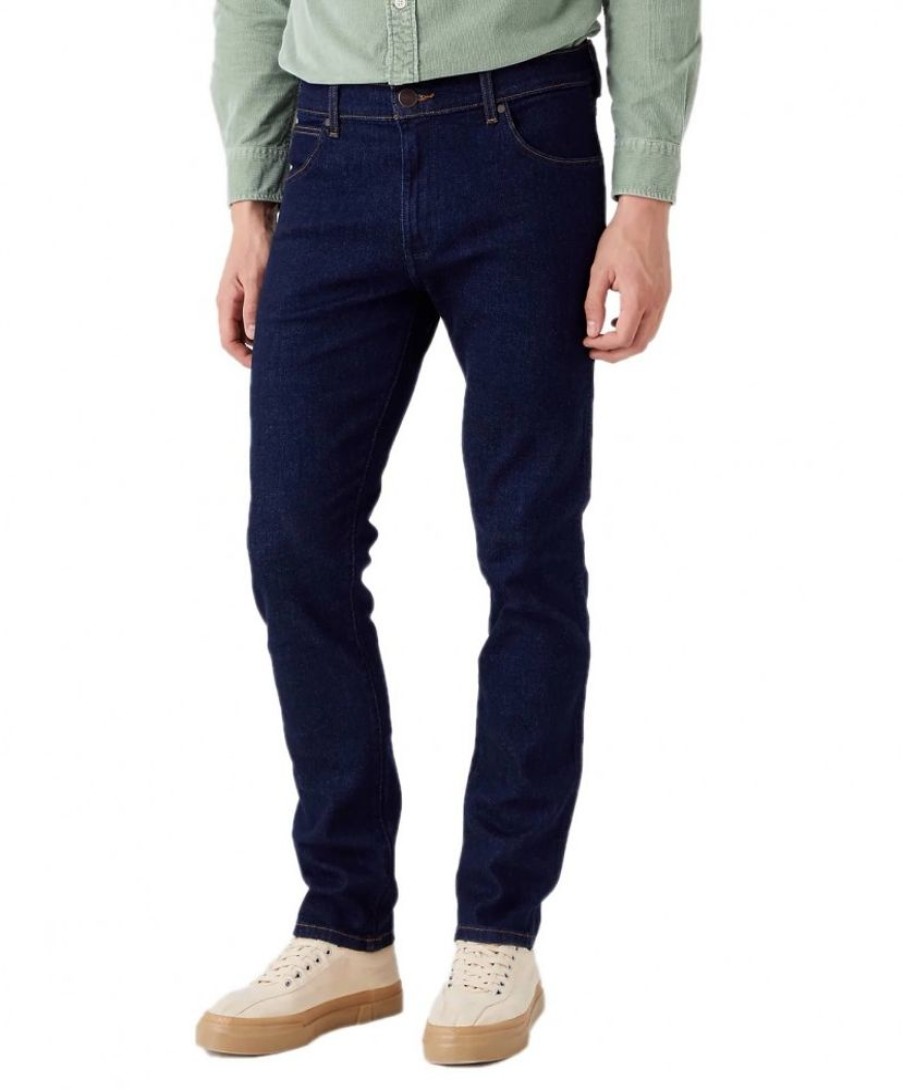 Herren Wrangler Tapered | Wrangler Larston Jeans Slim Tapered Fit In Rinsewash