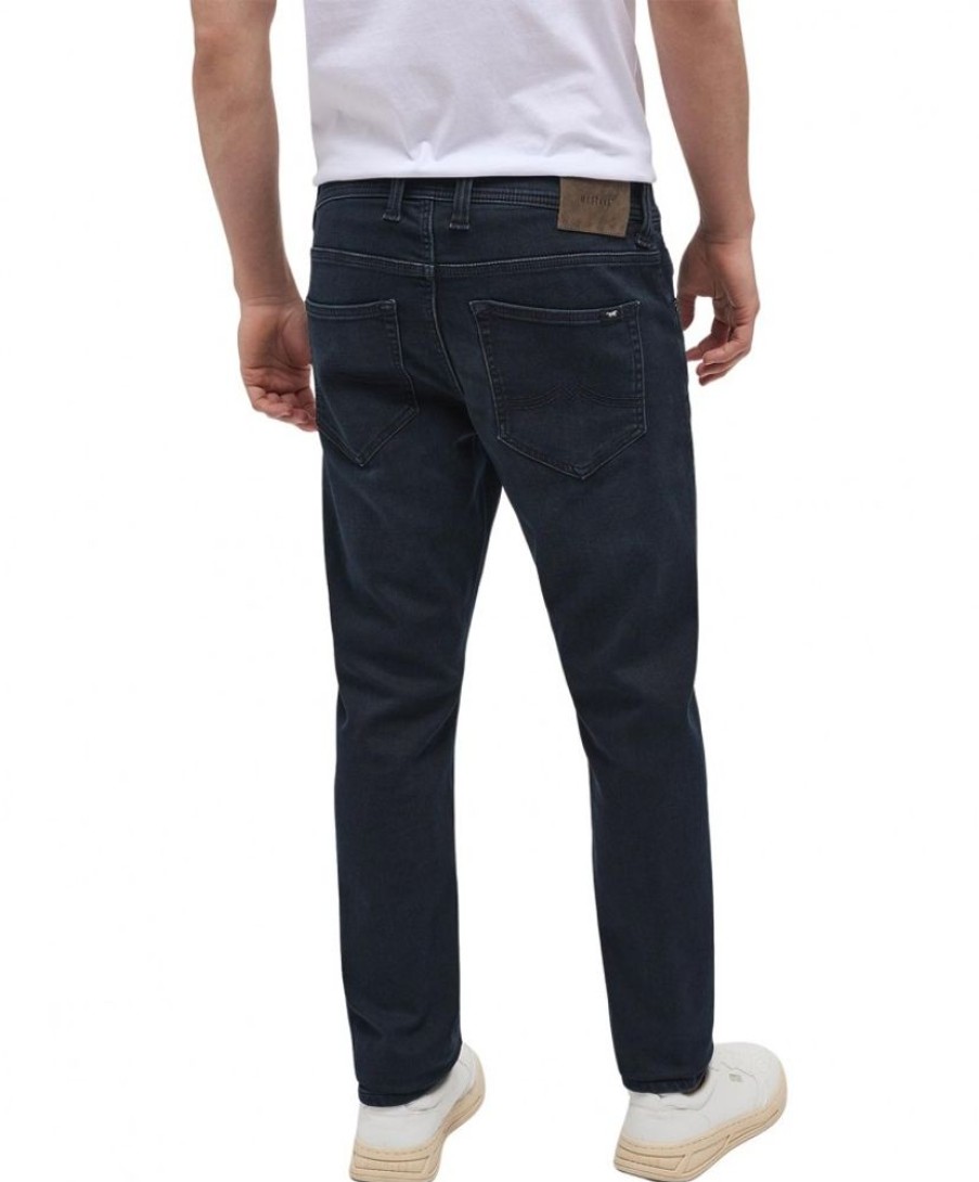 Herren Mustang Tapered | Mustang Oregon Slim Fit Jeans In Dunkelblau Mit Used-Effekten