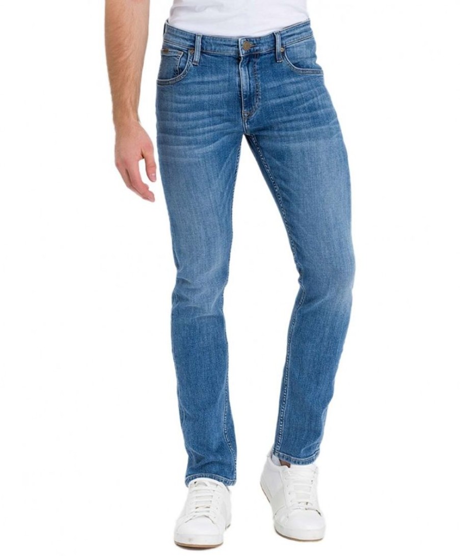 Herren Cross Regular Fit | Cross Damien - Gerade, Schmale Jeans In Hellblau Verwaschen