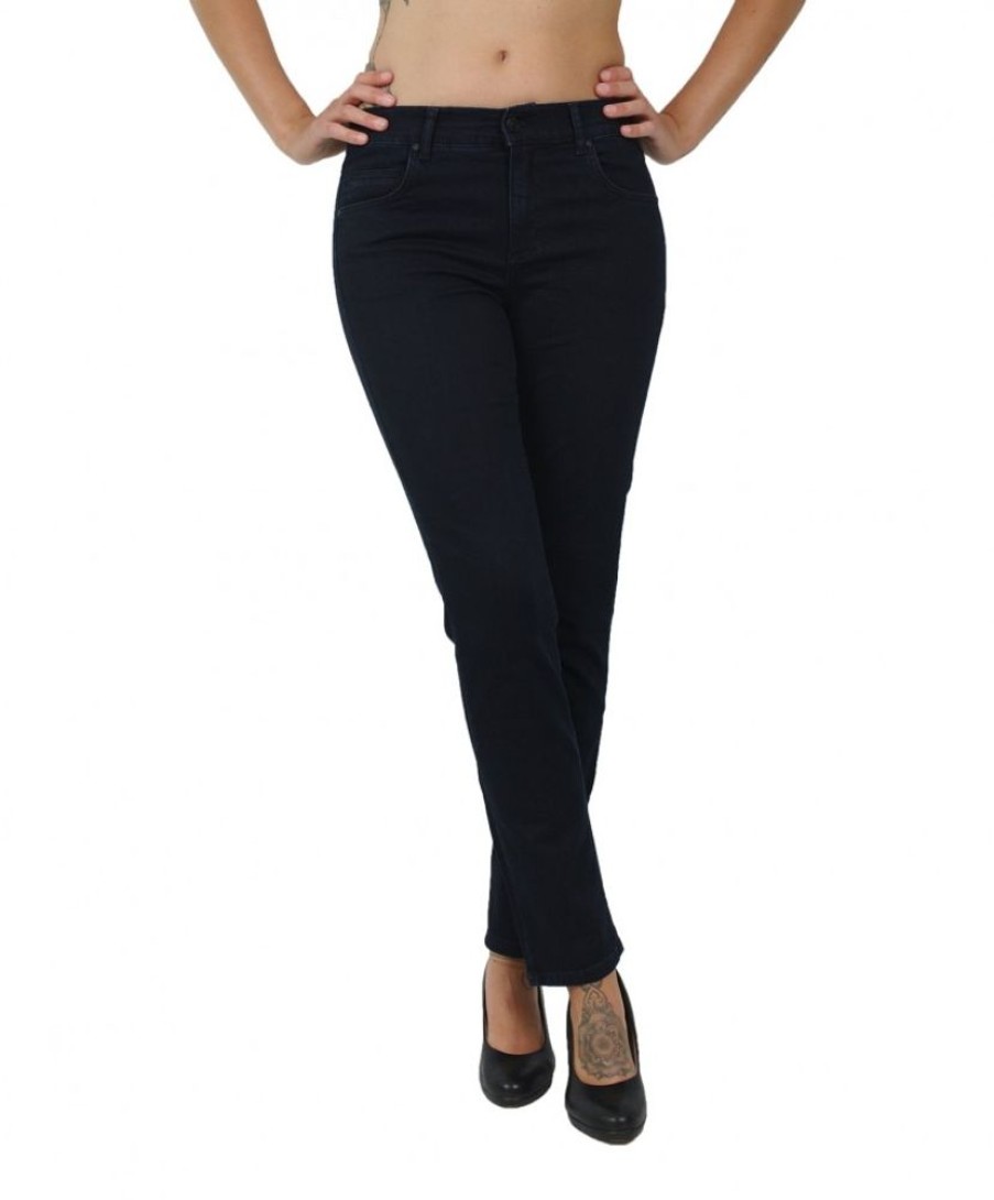 Damen Angels Slim Fit | Angels Jeans Straight Cici In Night Blue Mit Logo-Applikation