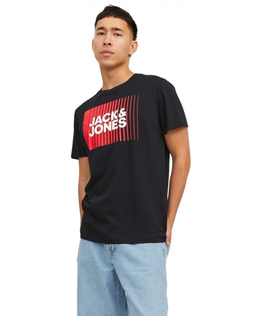 Herren Jack & Jones Shirts | Jack & Jones T-Shirt Corp Mit Logo In Schwarz