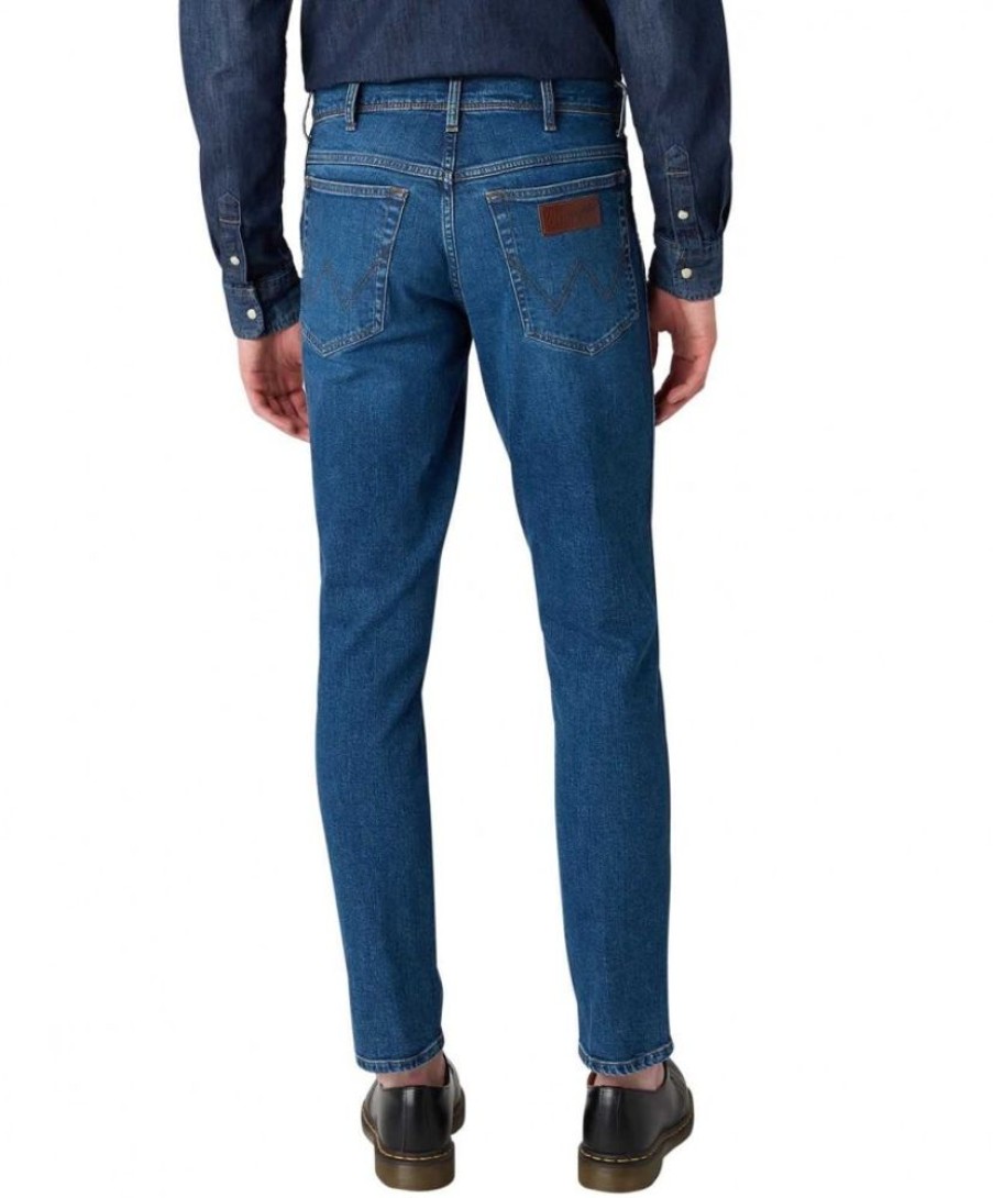 Herren Wrangler Straight Leg | Wrangler Herren Jeans Texas Slim In Blauem Game On